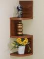 SMALL CORNER WALL HANGING SHELF LIGHT BROWN. 