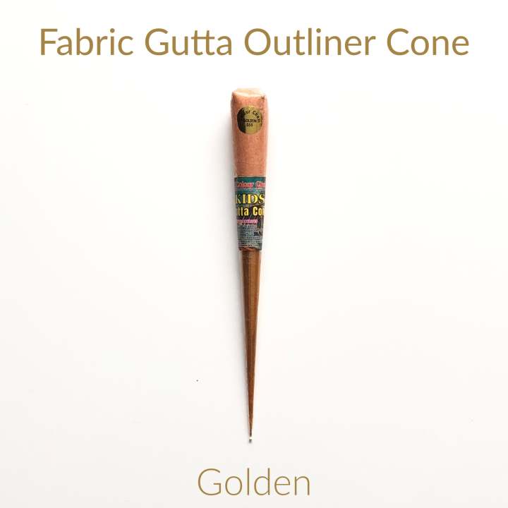 colour, fabric gutta for fabric, gutta cone for fabric paint, fabric gutta cone,outliner for fabric painting, gota cone paint fabric,gotta cone fabric paint, fabric paints for clothes, gutta cone - golden