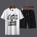 Trendy TrainHard_Printed Tracksuit Cotton Fabric T-Shirt & Shorts for Men Summer Elegant Suits Track_Suit Printed tshirts+short Casual wear. 