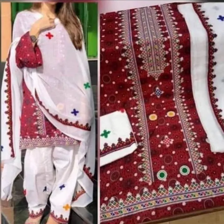 Sindhi%20AJRAK%203%20Piece%20Dress%20in%20Lawn%20With%20Chifoun%20Dupatta%20for%20Women%20-%20Image%202