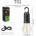 New Shape Rechargeable Built-in Battery Tungsten Bulb Camping Light Outdoor Decoration Bulb With Type-C Charging Cable, Tent Light with Hook 3 Modes Outdoor Lighting. 