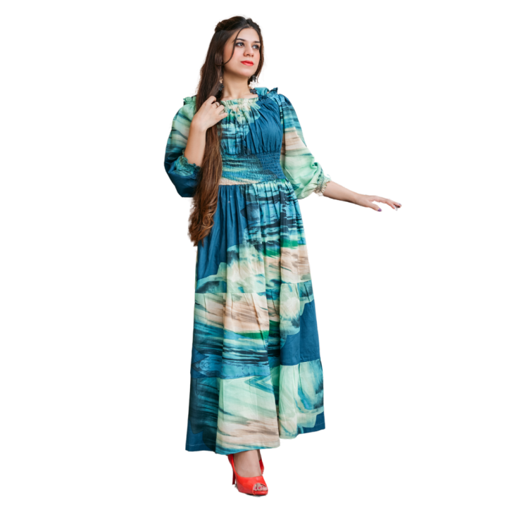 Deep Ocean Green Maxi by ClosetStunner - Sea Green Maxi Dress for Girls- 1 Piece Lawn Maxi - 1 Piece Lawn Sea Green Maxi Dress - Trending Fashion: New Designer Ocean Green Maxi for Women / Girls - New Arrival Fashion Maxi - Stitched Maxi Only for Girls
