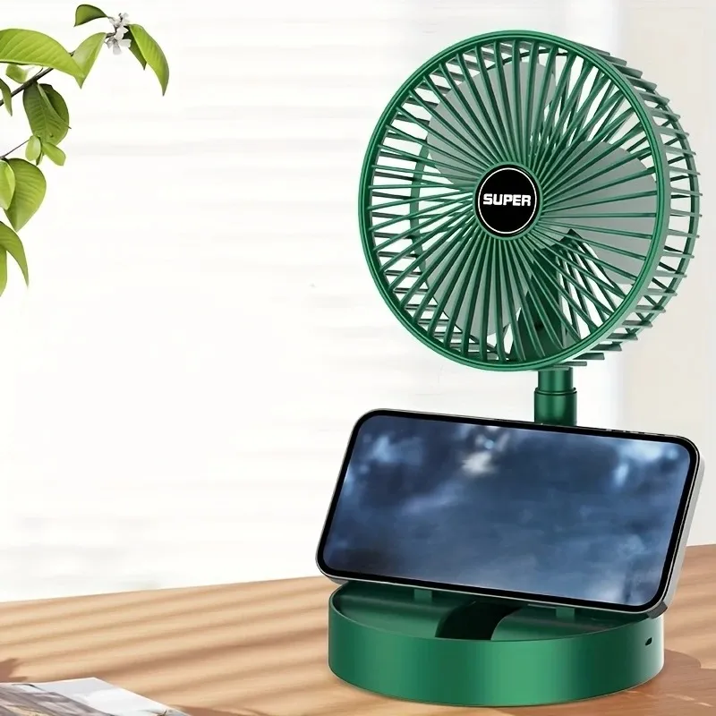 New Portable USB Rechargeable Fan with Telescopic Design, Adjustable Speed, and Long Battery Life - Silent Desk/Floor Fan for Office and Home