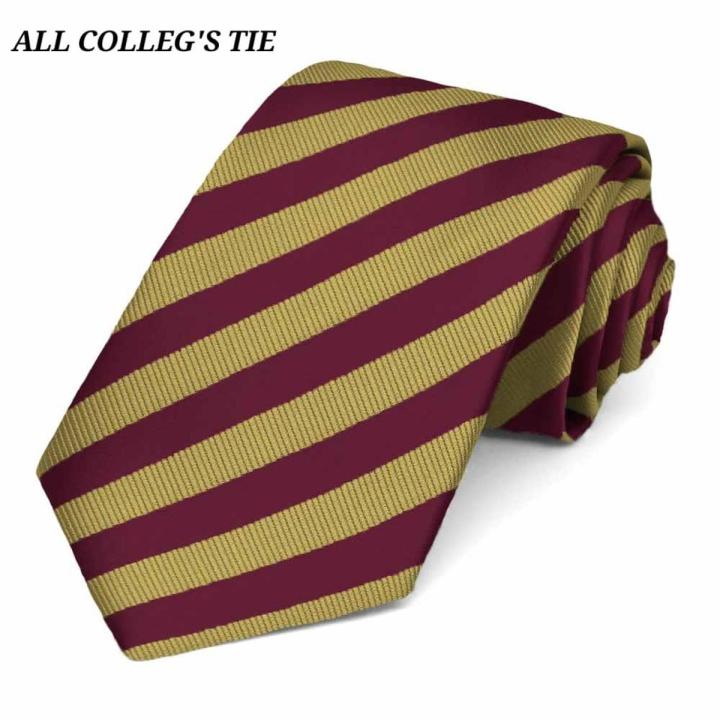 Waodeals: All College Tie - Men Students Neck Tie, College Uniforms Ties for Boys Students Maroon and Gold Striped Striped Neckwear Tie