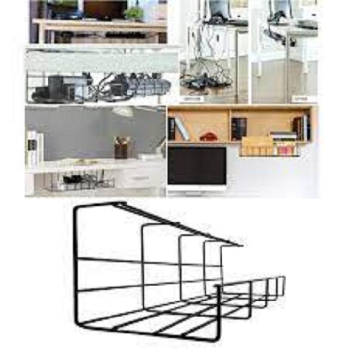 Computer TV Wire Power Supply Cable Management Under Shelf Tray Organizer