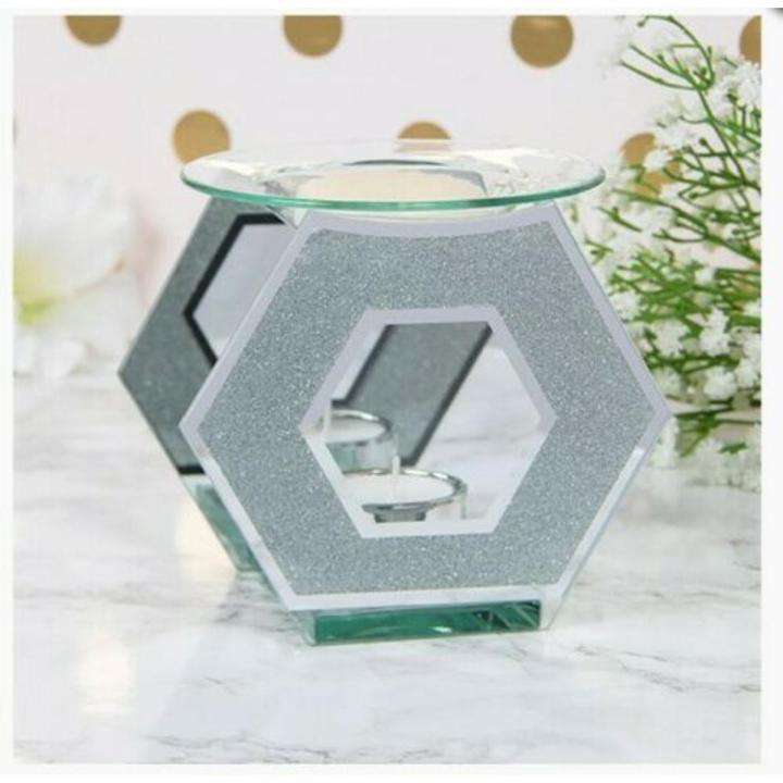 Desire Hexagon Glitter Mirror Glass Bling Wax Melt Oil Warmer