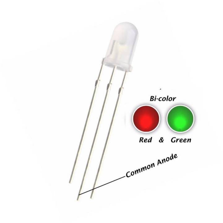 Pack of 3 - 3mm Common Anode Red/Green Bi-Color LED Light
