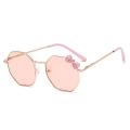 Trendy Fashion Boys and Girls Bow Metal Sunglasses B010 Polygon Trend Children's Sun Glasses Kids Outdoor UV400 Eyewear. 