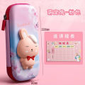 Adorable 3D Pencil Case Stationery Organizer School Supplies for Girls EVA Pink Pen Pouch Holder Kawaii Eraser Bag Squishy Cat. 
