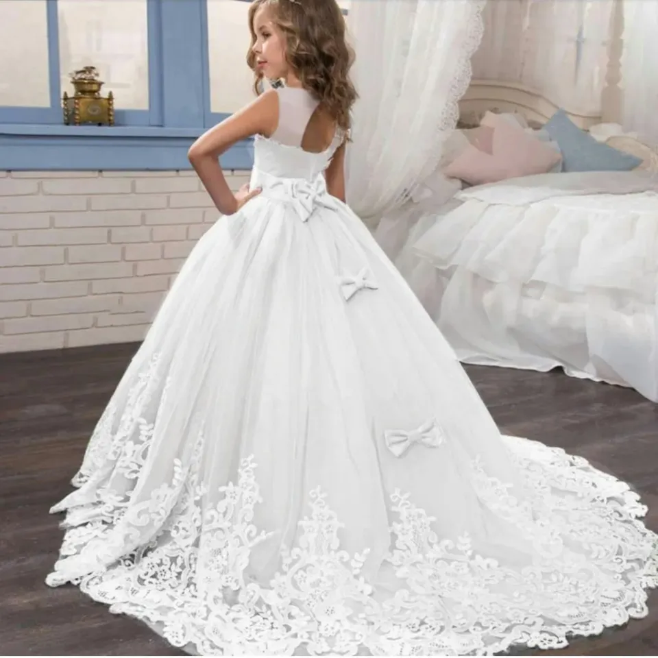 Fancy Flower Long Prom Gowns Teenagers Dresses for Girl Children Party Clothing Kids Evening Formal Dress for Bridesmaid Wedding