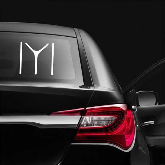 (White) Ertugrul logo Sticker IYI Logo Sticker for Car Rear Screen. Car Vinyl Decal Turkey Turkish the Kayi tribe or Kai tribe IYI Auto Styling stickers
