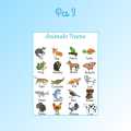 Pack of 3 - Flash Cards : Fruits Name , Vegetables Name, Animals Name - Along With Pictures - All-in-One - Flash Card A4 Size Durable Hard Coated Plastic With Ring Holder. 