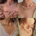 Vintage Necklace Multilayer Moon Stainless Steel Gold Pendant Bohemian Dubai Style Chain Jewelry Collar Necklace For Women. 