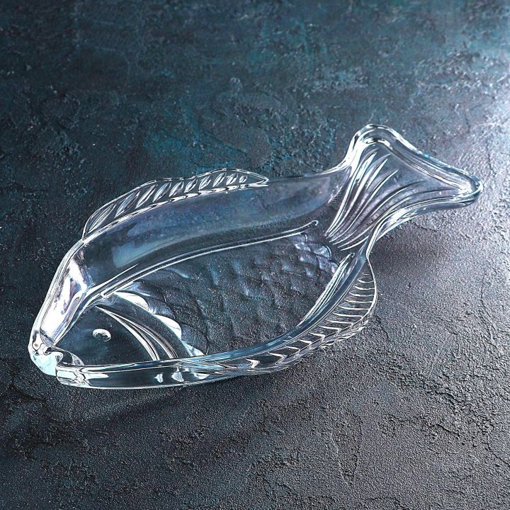 Fish Shaped Glass Serving Dish/ Food Tray/ Food Platter