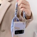 HOCE Fashion Phone Case For Samsung Galaxy Z Flip 4 Flip 3 With Hand Holder Silk Chain Cases For Z Flip4 Flip3 Lovely Spring Color Cover. 