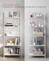 5-Tier Ladder Shelf Bookcase with Metal Frame, Industrial Bookshelves Storage Rack. 