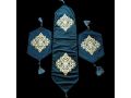 3Pcs Luxury Velvet Laser Cut Table Runner Mat Set. 