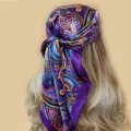 Towel popular print square 023 Oumei Toutan sunscreen silk scarf 2M shawl fashion sand 90*90C shaped bandana. 