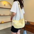 Japanese Harajuku Nylon Shoulder Bag Women Solid Color Sling Bag Ins Simple Crossbody Bag Student Casual Bag.