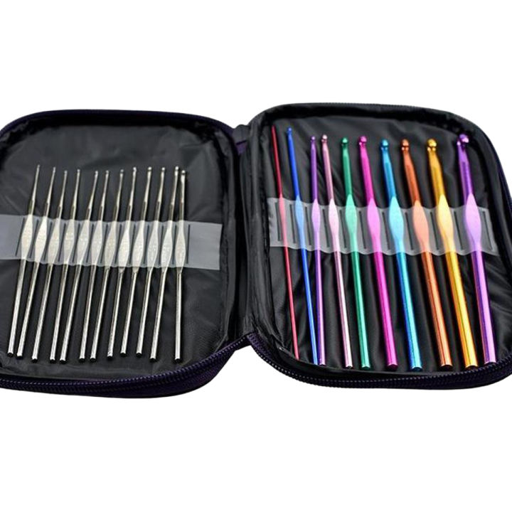 22pcs Multicolour Aluminum Crochet Hook Knitting Needle Set Weave Craft Yarn