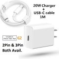 100% Original 20W PD Charger - 2PIN US Plug Fast iPhone_PD Charger With Type-C to Lightning Cable 20W Supported | Power Adapter for iPhone. 