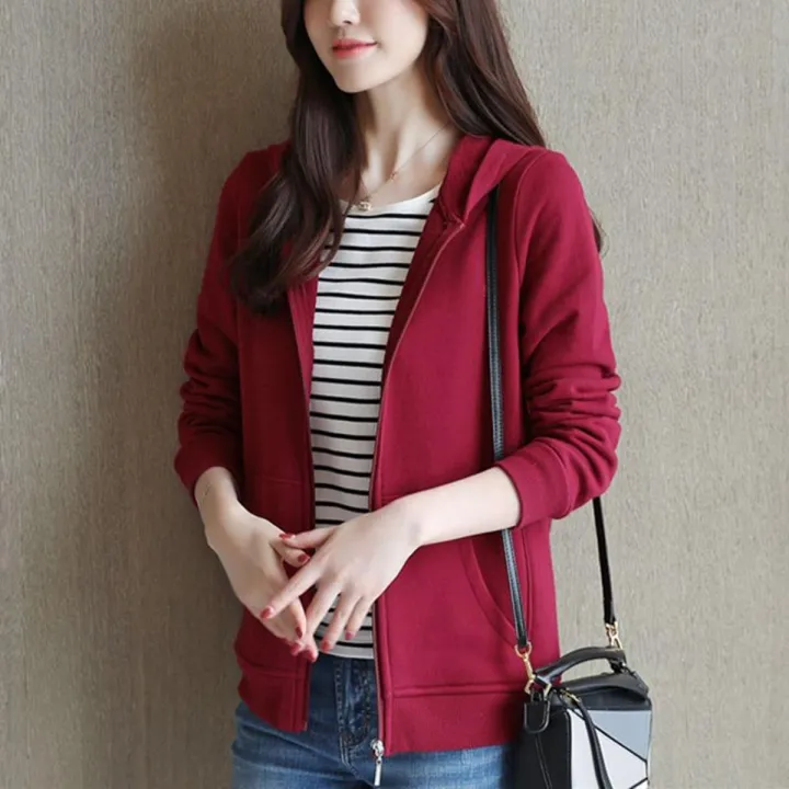 Jaket Perempuan Sweater Women Hoodie Zip Plus Size Baju Sejuk Wanita plain casual long sleeve sweaters zipper winter hoodies woman