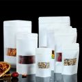 50 Pcs white matte Stand Up Bag with Frosted Window Zip Lock Grip Seal Tear Notch Doypack Food Coffee Packaging Pouches. 