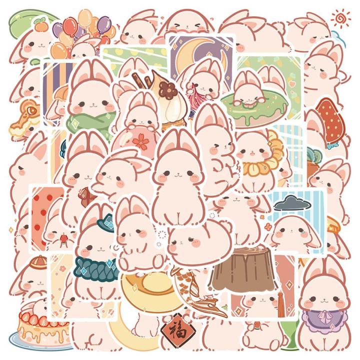 Stickers Cartoon Cute Bunny Rabbit Sticker Pack Stationery Kids Toys Car Notebook Skateboard Kids' Luggage Guitar Bike Decals