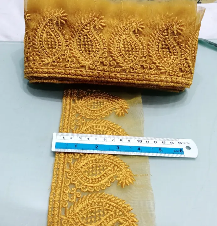 FASHION!%201%20GAZ%20(%20YARDS)%20FANCY%20LACE%20FOR%20CLOTHES/PATCH%20LACE%20FOR%20WOMEN%20CLOTHES/4.5%20inch%20width%20-%20Image%204