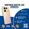 Infinix Note 40, 8GB RAM + 256GB ROM, 120Hz AMOLED LCD 6.78 inches Display, 5000 mAh Battery, 108MP Triple Camera, Mediatek Helio G99 Ultimate Chipset, With 1 Year Warranty. 