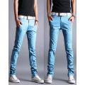 Ice Blue Cotton Men Chinos. 