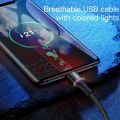 LED USB Type C Cable For Samsung S20 S21 Xiaomi POCO Fast Charging Wire Cord USB-C Charger Mobile Phone USBC Type-C Cable. 
