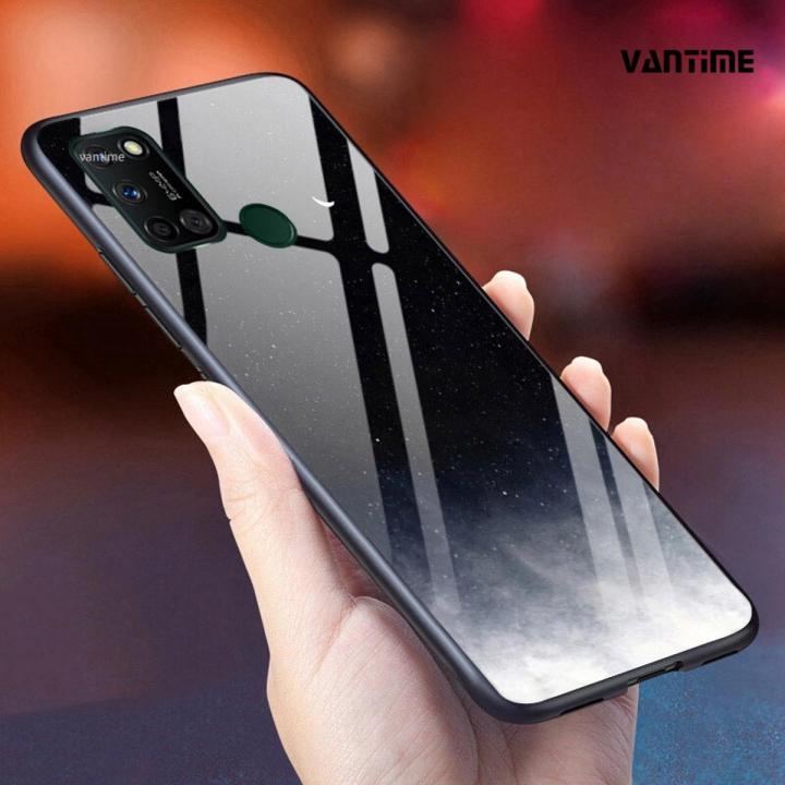 Vantime for Realme C17 / Realme 7i Case Starry Sky Phone Back Hard Glass Cover