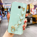 Maitus for Samsung Galaxy J7 Prime Back Cover Luxury 6D Plating Shiny Bling Cases with Love Heart Bracelet Soft Silicone Square Bumper Mobile Phone Case for Boy Girls. 