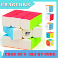 Rubik Cube,  Pack of 5 Rubik Cube 3x 3QiYi, Original Rubik Cube 3x3 Sticker less, Fast Speedy Magic Rubik Cube, Scramble Cube. 
