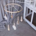 2X DIY Wooden Frame Kit,Baby Crib Mobile Wind Chime,Crib Bed Wood Mobile Hanger,Wooden Bead,Home Decor Nursery for Kids. 