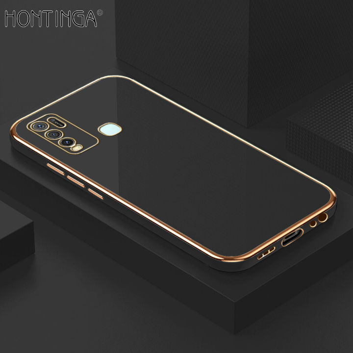 Hontinga for Vivo Y50 Y30 Y30i Back Cover Luxury 6D Plating Frame Shiny Bling Case Soft Silicone Square Phone Cases