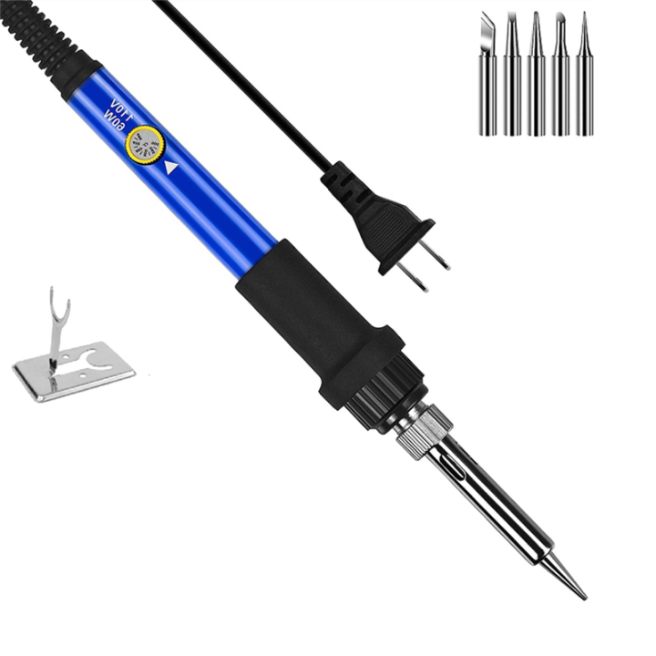 Soldering Iron Kit Adjustable Temperature Solder Iron 60W With 5 Iron ...