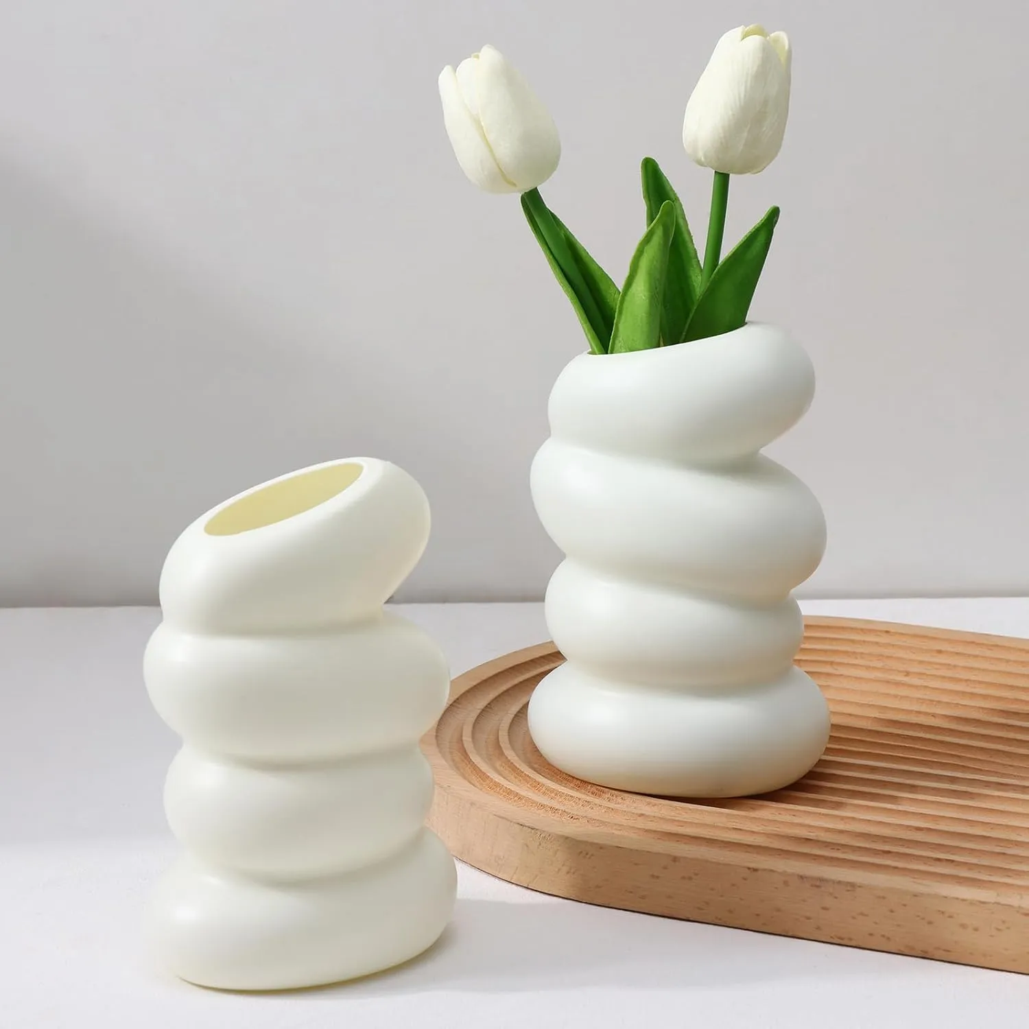 Elegant Spiral White Vase Creative Plastic Vase