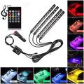Car Interior Atmosphere Light 7 Color with Remote 12 LED On Each Strip 100% Orignal Same As Shown in Pictures , Car Interior Floor Decorative Atmosphere Light Remote Control RGB Light with Music Sensor. 