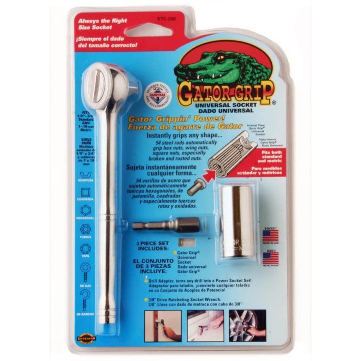 Gator Grip the Original Universal Socket 3PC Kit. Self-Adjusts for shape and size as well as Standard and Metric application
