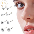 Pure Silver (chandi) Nose Pin with Multi-color Small (2 MM) Stones For Women. 