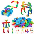 STEM Building Blocks Colorful Pipe Tube Creative Puzzle Construction Set with Wheels. 