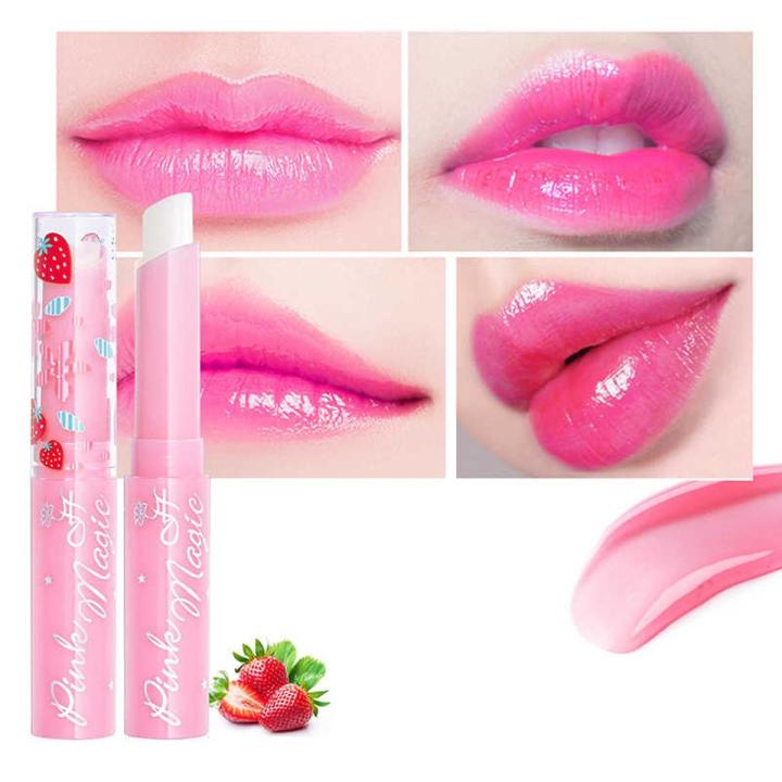 Pink Magic Strawberry Lip Balm Color Transforming Lip Balm pink your lips (1 pc)