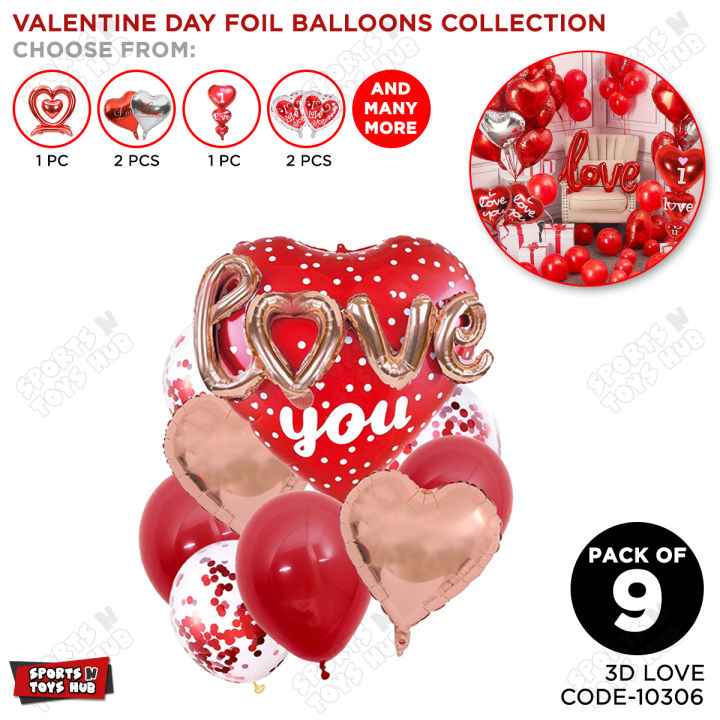 Valentines Day Foil Balloons Collections Set I Lov You Foil Chrome ...