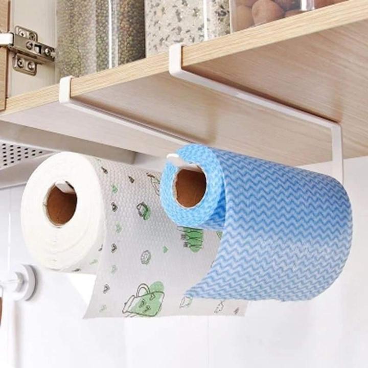 Under Cabinet Paper Towel Holder - No-Drill Sliding Tissue Rack for Kitchen - Durable Wall-Mounted Design