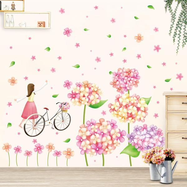 XL8215%20cute%20flowers%20bicycle%20girl%20wall%20stickers%20for%20kids%20rooms%20nursery%20baby%20bedroom%20children%20art%20wall%20decals%20home%20decorations%20-%20Image%205