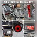 Honda 125 Sticker Kit 18 Pieces Different Vinyl Decals Waterproof for Motorcycle 125cc. 