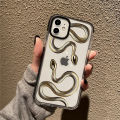 Luxurious black gold snake phone case for iPhone 14 13 12 11 pro Max X XR XS Max 7 8plus unique dragon shockproof soft TPU cover. 