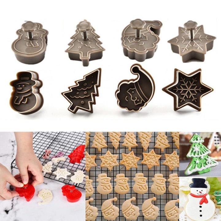 4pcs/set DIY Biscuit Mold 3D Cookie Plunger Cutter Pastry Decorating Food Fondant Baking Mould Tool
